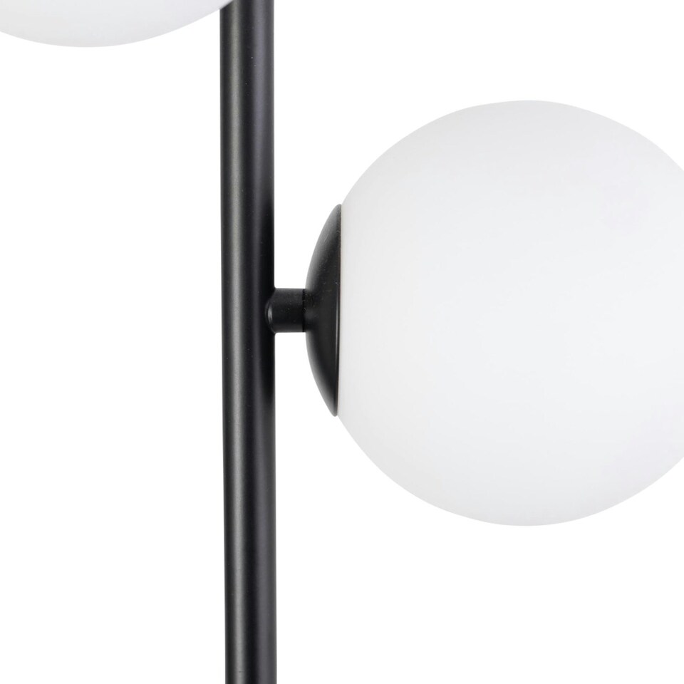 image 1 of First Choice Lighting Pair of Black Floor Lamp with Opal Globe Shades Black