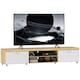 image 1 of HOMCOM 200cm TV Cabinet for TVs up to 90", Modern TV Unit with Storage and Open Shelves for Living Room and Bedroom, White and Light Brown