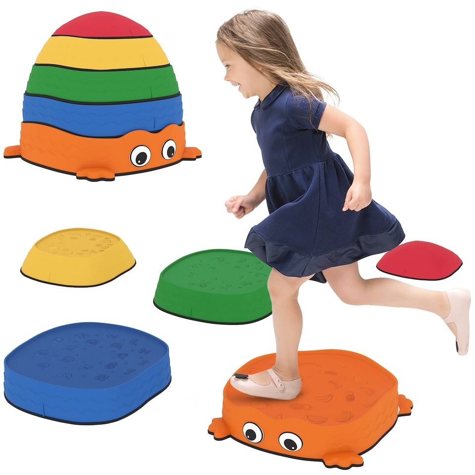 image 1 of AIYAPLAY 5PCS Kids Stepping Stones, Frog-Shaped Balance Stepping Stones | Multi | One Size