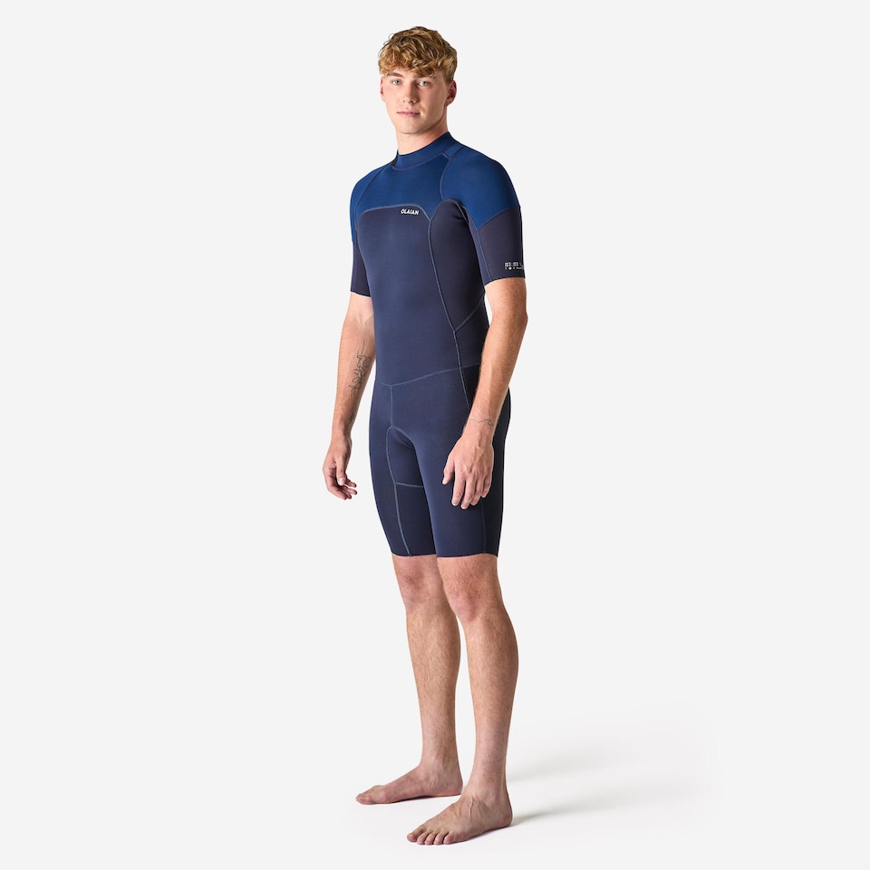 image 1 of Decathlon Men’s Surfing Stretch Neoprene Shorty Wetsuit 500 Blue