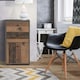 image 5 of Best Chest Storage Cabinet 2 Drawers 1 Door in Concrete Optic Dark Grey/Old - Wood Vintage