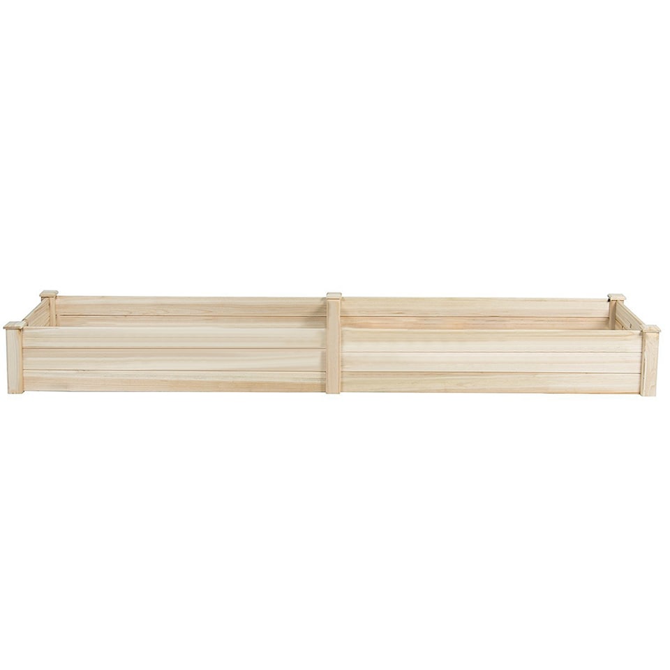image 1 of Living and Home Solid Wood Raised Garden Bed with 2 Compartments | Brown | 243cm W x 61cm D x 25cm H