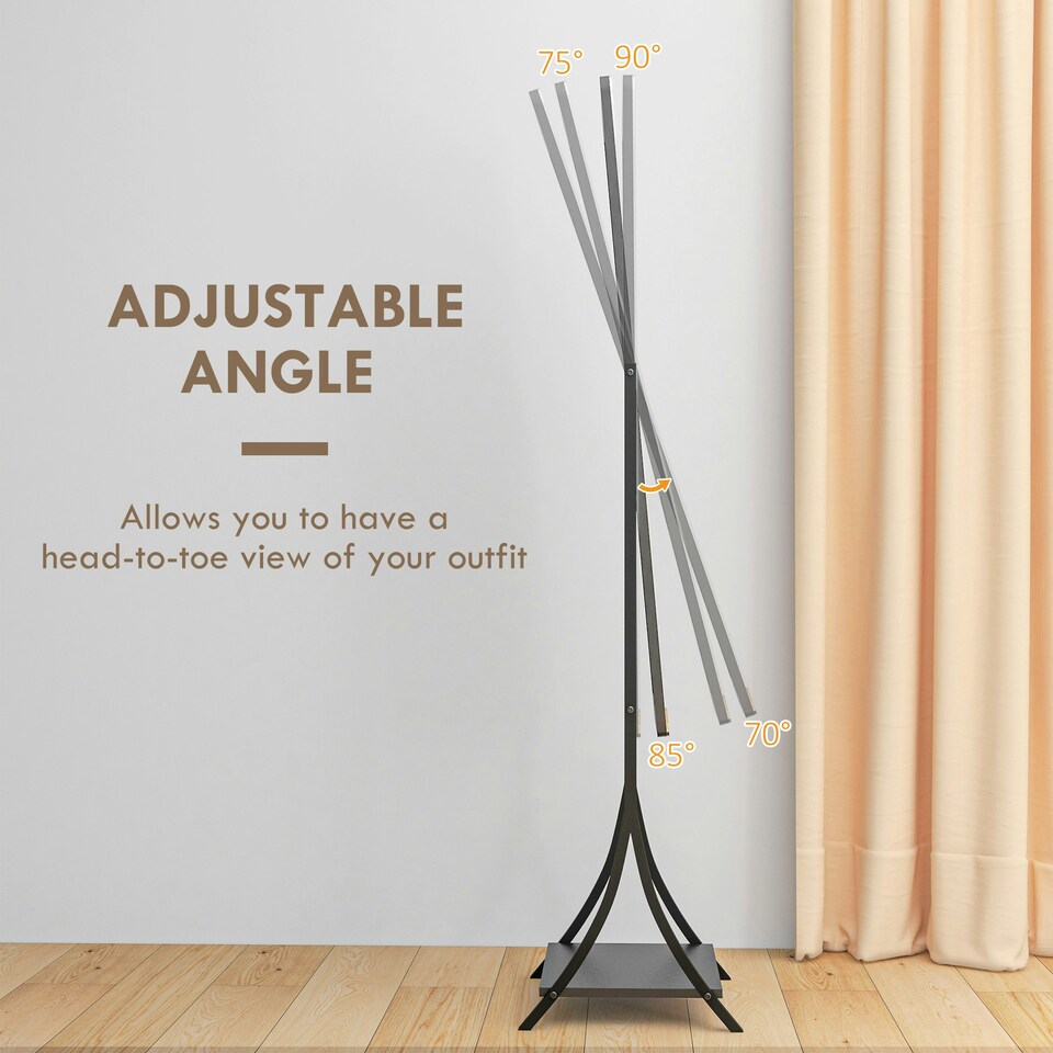 image 1 of HOMCOM Freestanding Full Length Mirror Adjustable Full Body Mirror w/ Shelf