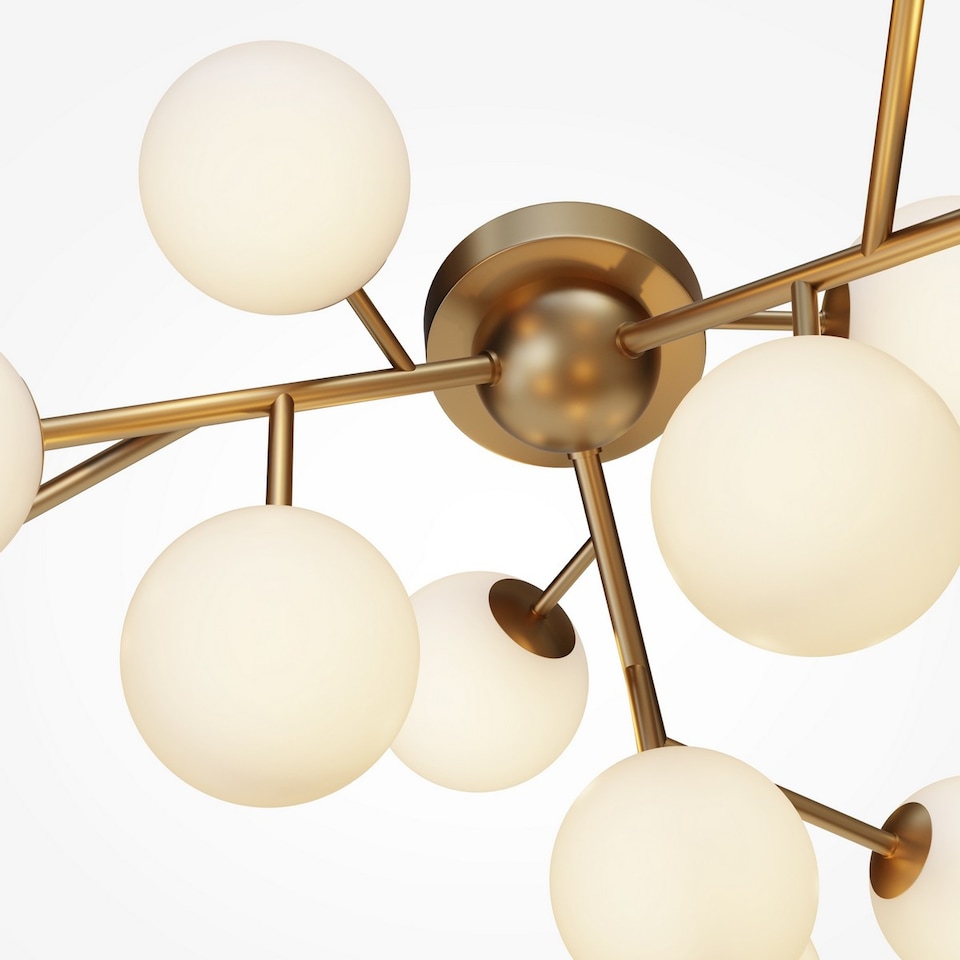 image 1 of Maytoni Dallas Modern 12 Light Globe Ceiling Light Gold, Cognac Shade, G9