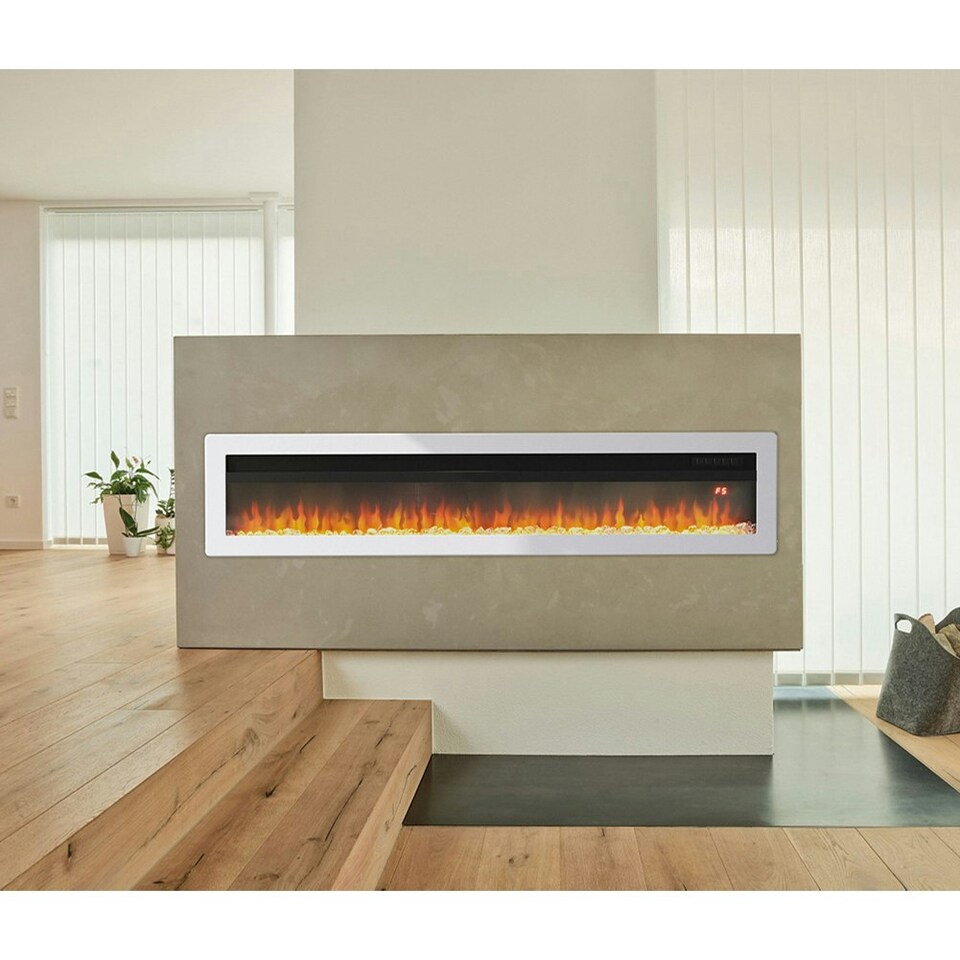 image 1 of Living and Home 50 Inch Electric Fireplace -Recessed/Wall Mounted/Freestanding, with Remote,1500W,White