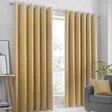 Fusion Strata Eyelet Curtains Ochre