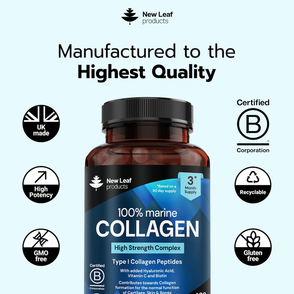 image 1 of New Leaf Hydrolised Marine Collagen Capsules 1060mg P/S Type 1
