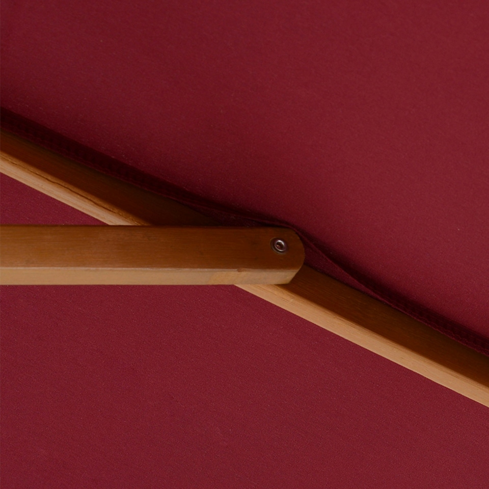 image 1 of Outsunny Wooden Garden Parasol Sun Shade Patio Umbrella Canopy Wine Red