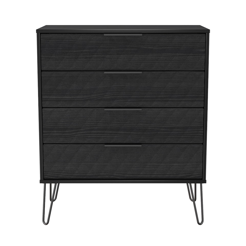 image 1 of Islay 4 Drawer Chest of Drawers in Black Ash (Ready Assembled) | Black | Black Ash