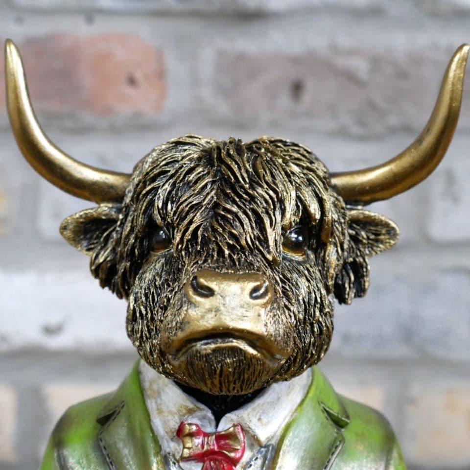 image 1 of Gifts Direct 2 U Gold Highland Cow Bust Ornament Gold