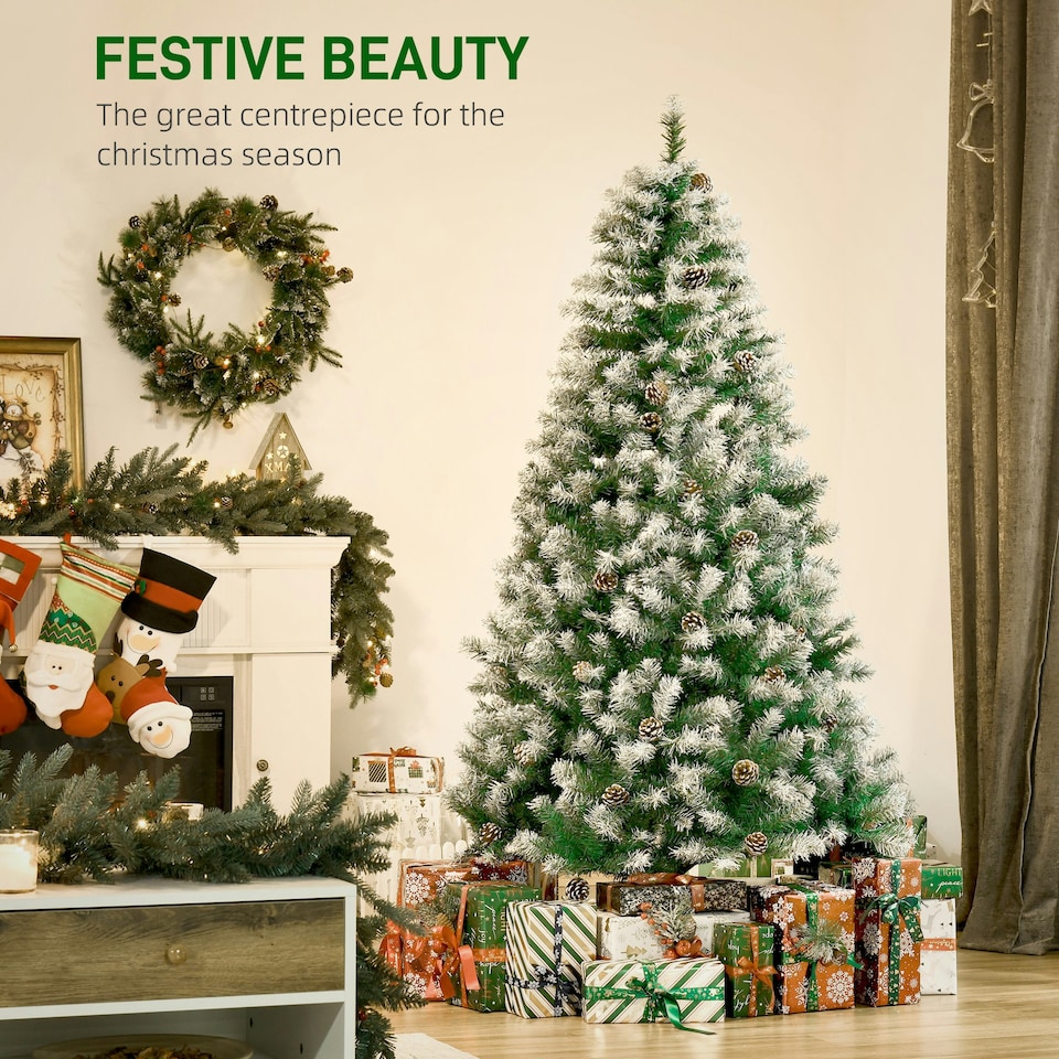 image 1 of HOMCOM 6FT Artificial Christmas Tree Xmas Indoor Decoration, Automatic Open
