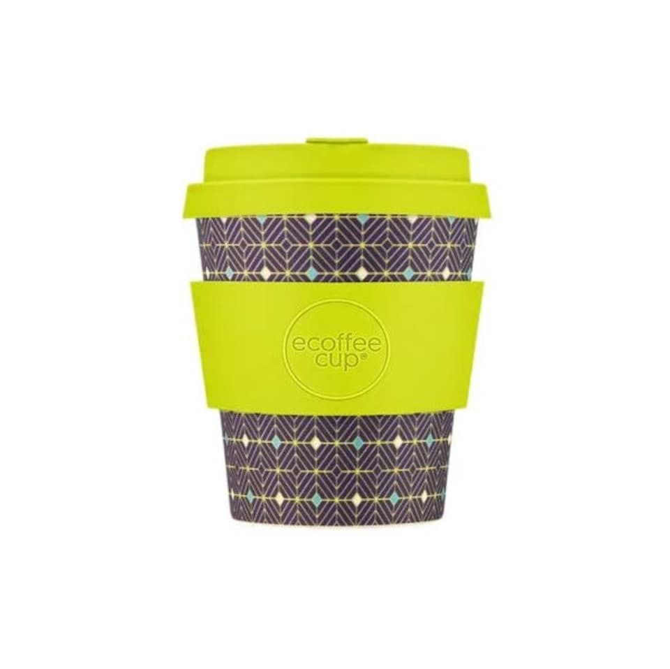 image 1 of Ecoffee Cup 8oz 240ml Reusable Eco-Friendly 100% Plant Based Coffee Cup with Silicone Lid & Sleeve - Melamine Free Travel Mug | Multi | Meridian Gate | 1