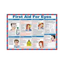 Pegdev Eye First Aid Laminated Health & Safety Poster A2 Landscape Durable Sign