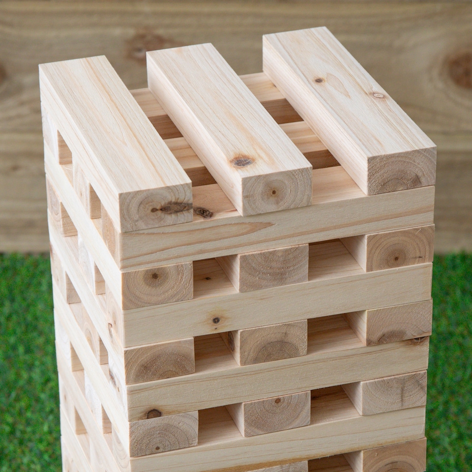 image 1 of Giant Wooden Jenga Style Tumbling Tower Garden Party Game