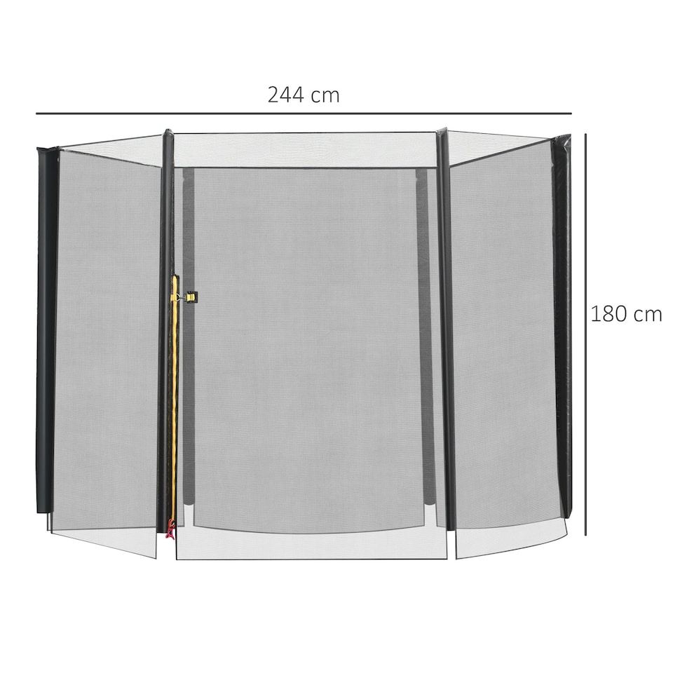image 1 of HOMCOM 8' Trampoline Bounce Safety Fence Round Trampoline Enclosure Net 6 Poles