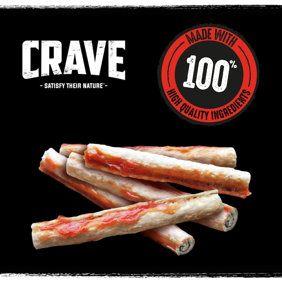 image 1 of 8 x 50g Crave Natural Grain Free Meaty Rolls Adult Dog Treats Beef Dog Chews