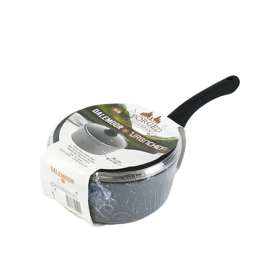 image 1 of 18cm Forged Carbon Steel Marble Grey Saucepan