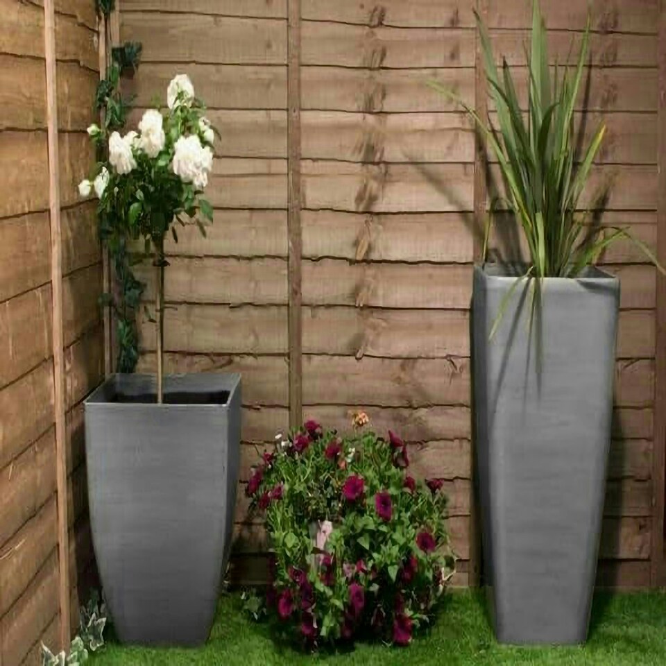 image 1 of Primrose Stone Effect Resin Indoor Outdoor Planter Plant Pot in White 52cm