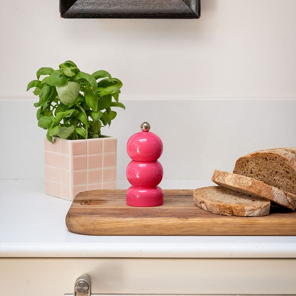 image 1 of Scandi Home Medium Bright Pink Wooden Pepper Mill Tableware