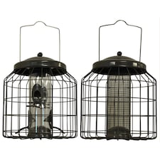 Heavy Duty Squirrel Proof Hanging Bird Seed & Nut Feeders (Set of 2)