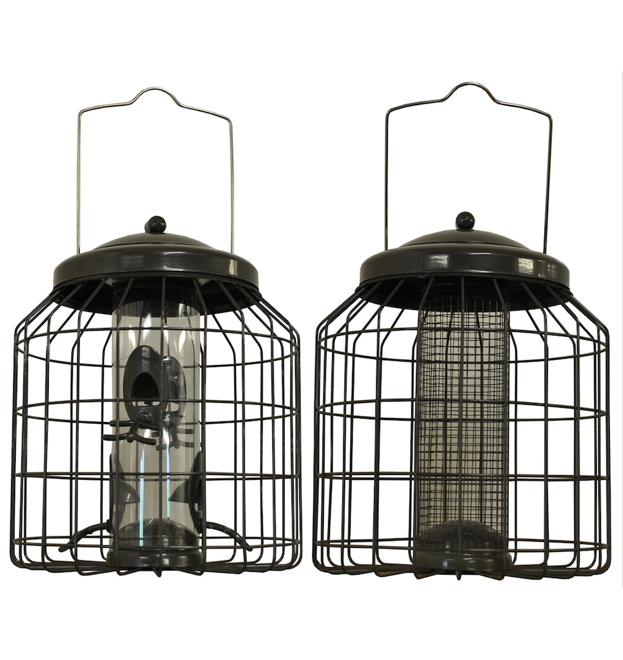 image 1 of Heavy Duty Squirrel Proof Hanging Bird Seed & Nut Feeders (Set of 2)