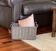 image 1 of Kitchen Log Fireplace Wicker Storage Basket With Handles Xmas Empty Hamper Basket Grey Medium 38 x 30 x 18 cm | Grey | Grey