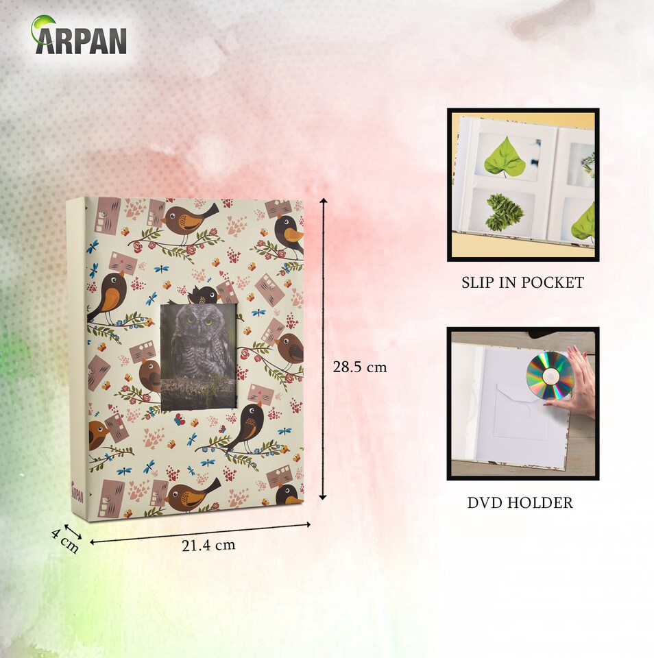 image 1 of ARPAN Fashion Design Photo Album – Holds 200 Photos 5"x7" (13x18cm) with Front Window Cover – Slip In Memo Album for Family, Wedding & Travel Photos