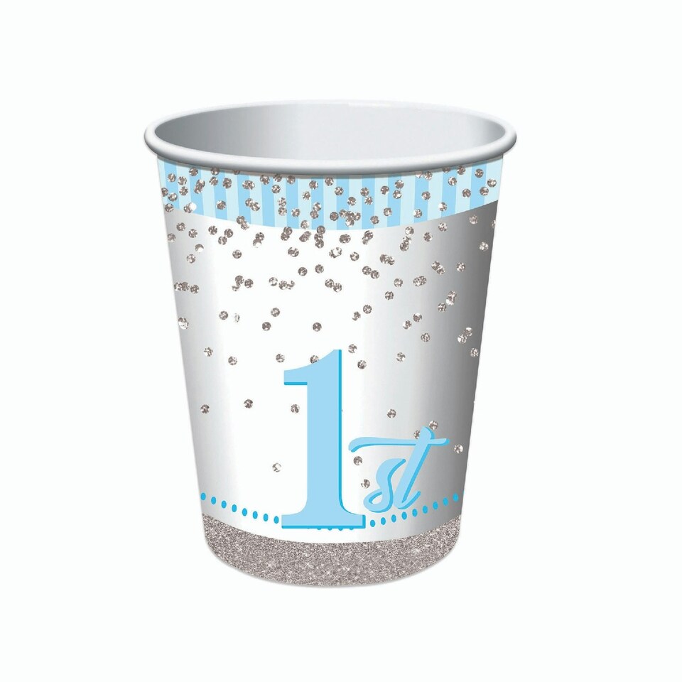 Forum Novelties 1st Birthday Party Cup - White/Sky Blue/Metallic Silver - One Size