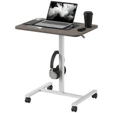 HOMCOM Standing Desk Mobile Overbed Table w/ Wheels for Home Office Grey
