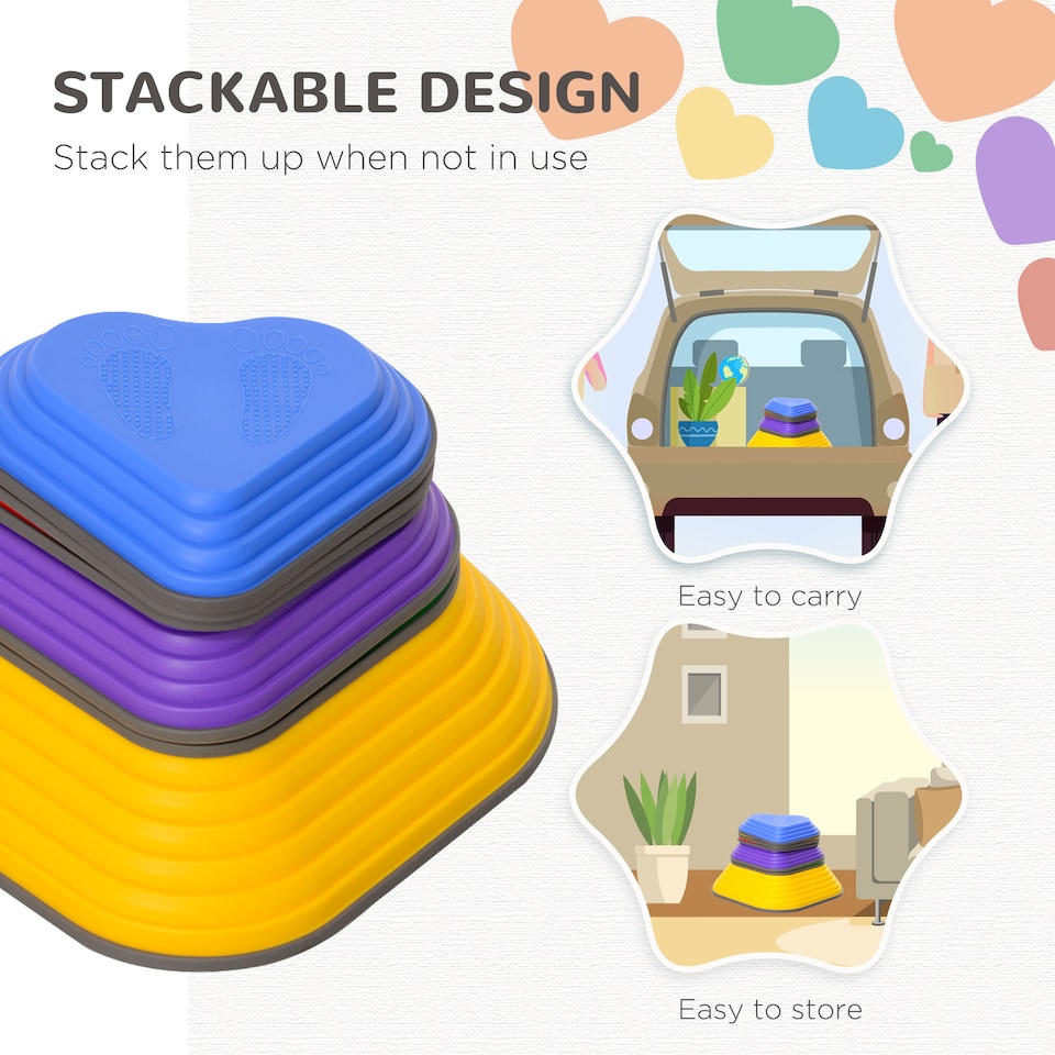 image 1 of AIYAPLAY 6-Piece Kids Stepping Stones, Non-Slip Stackable Balance Stones