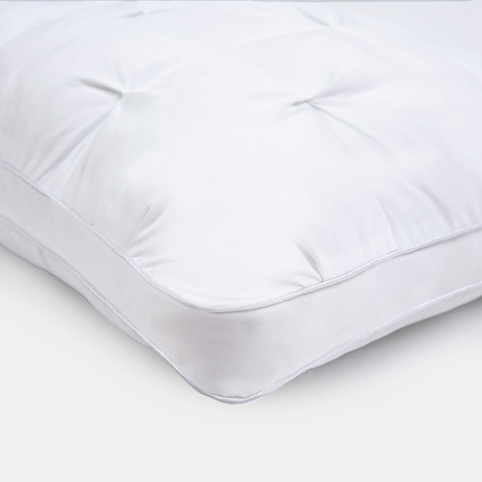 image 1 of OHS Quilted Hotel Cushion Soft Filled Bounce Back Luxury Quality Plump Plush Bed Pillow White | 48 x 74cm