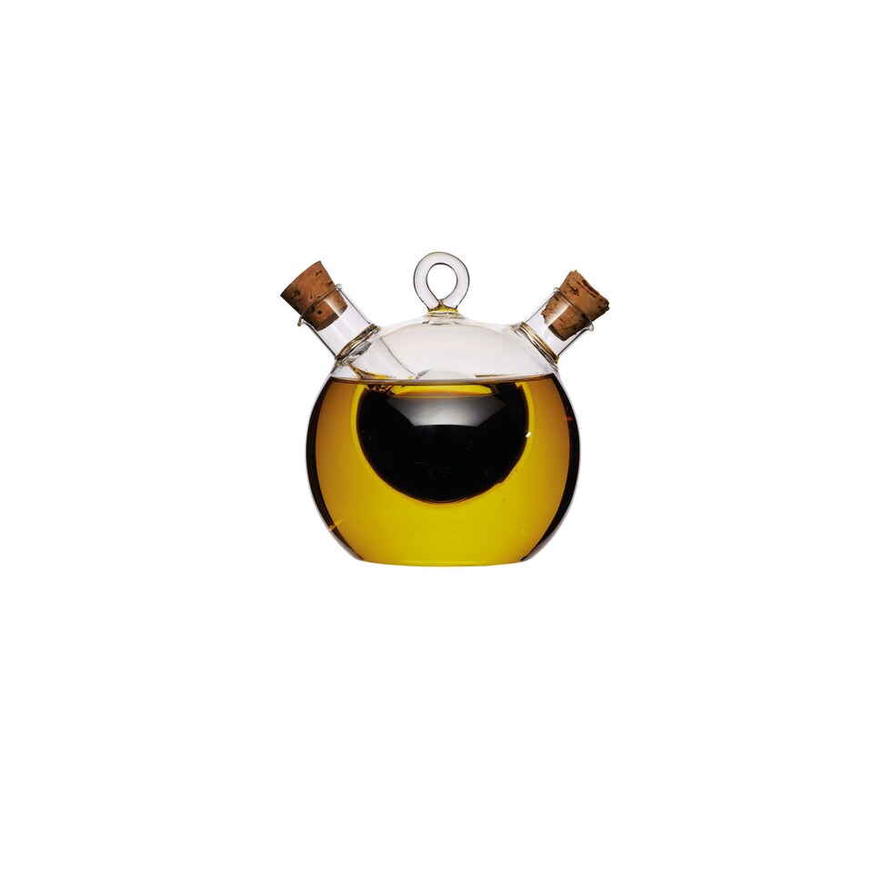 image 1 of KitchenCraft Oil Vinegar Bottle Clear Glass Dual Round