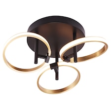 Modern Adjustable Gold Halo Rings LED Ceiling Light Fitting with Mat Black Base | Gold