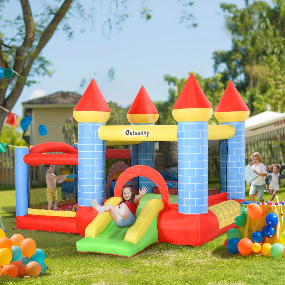 image 1 of Outsunny Bouncy Castle W  Fun Features, Blower, Multicoloured