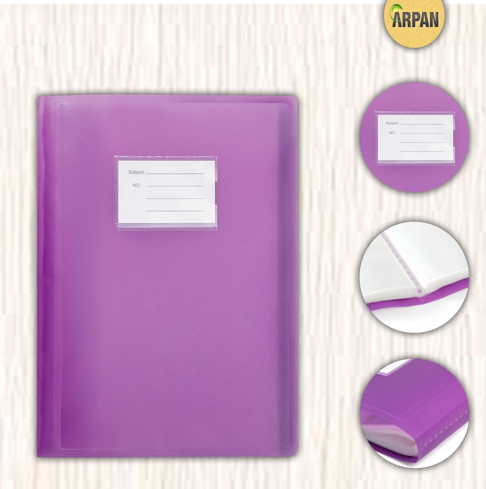 image 1 of ARPAN A4 Display Book Folder for School, Filing, Storage, Interviews, CVS & Presentations, Flexible Cover, A4 Display Folder with 104 Pockets 208 Sides