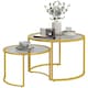 image 1 of HOMCOM Modern Coffee Table Set of 2, Nesting Tables with Glass Top, Gold | Multi