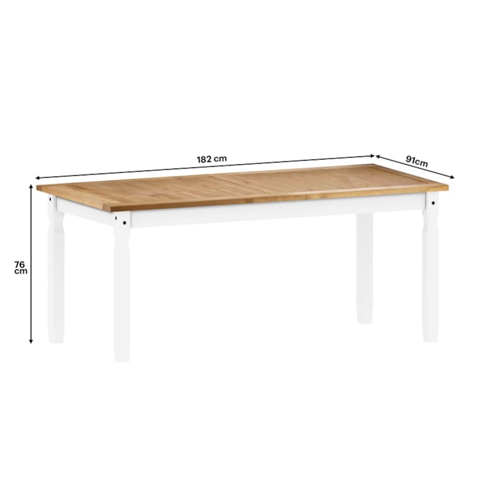 image 1 of Mercers Furniture Corona White 6'0 Dining Table & 6 Chairs Set Solid Wood Mexican Pine Wooden Kitchen