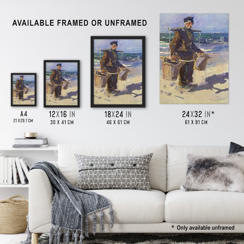 image 1 of Shell Fisherman Portrait Painting Vintage Wall Art Print Toorop 12x16"