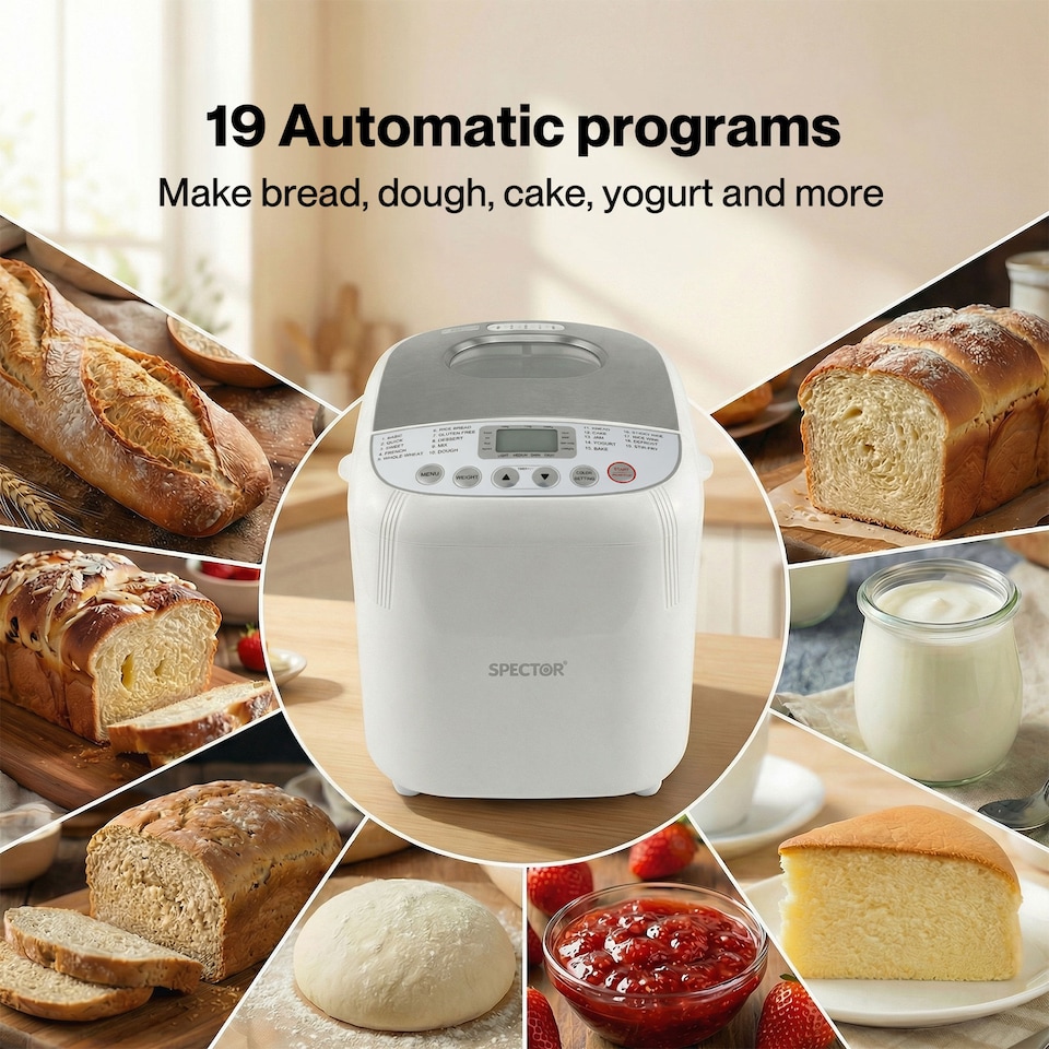 image 1 of Spector 2LB 600W Stainless Steel Automatic Bread Maker 19 in 1 Non Stick