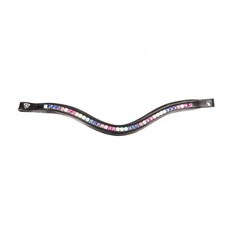 Hy ProPresicce Signature Leather Curved Horse Diamante Browband | Black | Black/Multicoloured | Full | 1