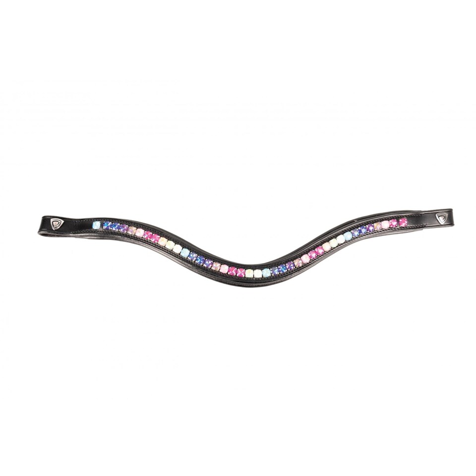 Hy ProPresicce Signature Leather Curved Horse Diamante Browband | Black | Black/Multicoloured | Full | 1
