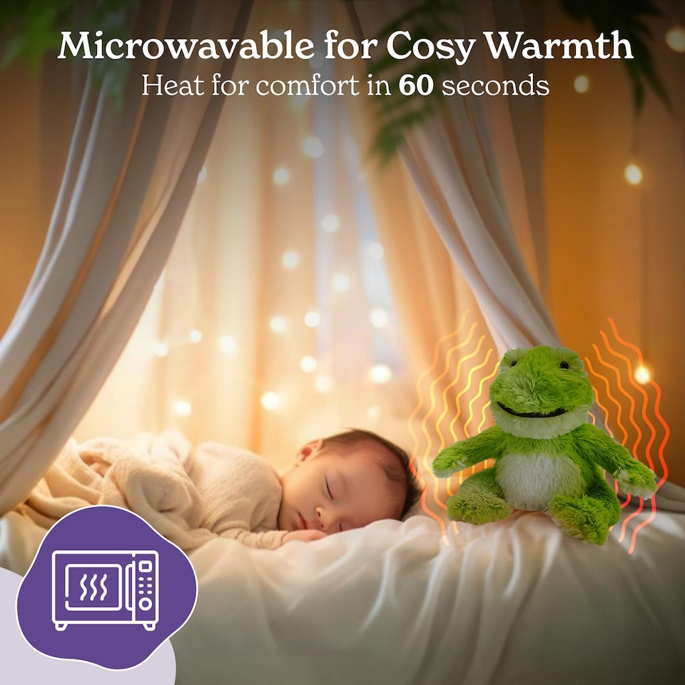 image 1 of Warmies Plush Frog Junior Size, Microwavable Slightly Scented with French Lavender, Fully Heatable Weighted Teddy for Anxiety and Relaxation