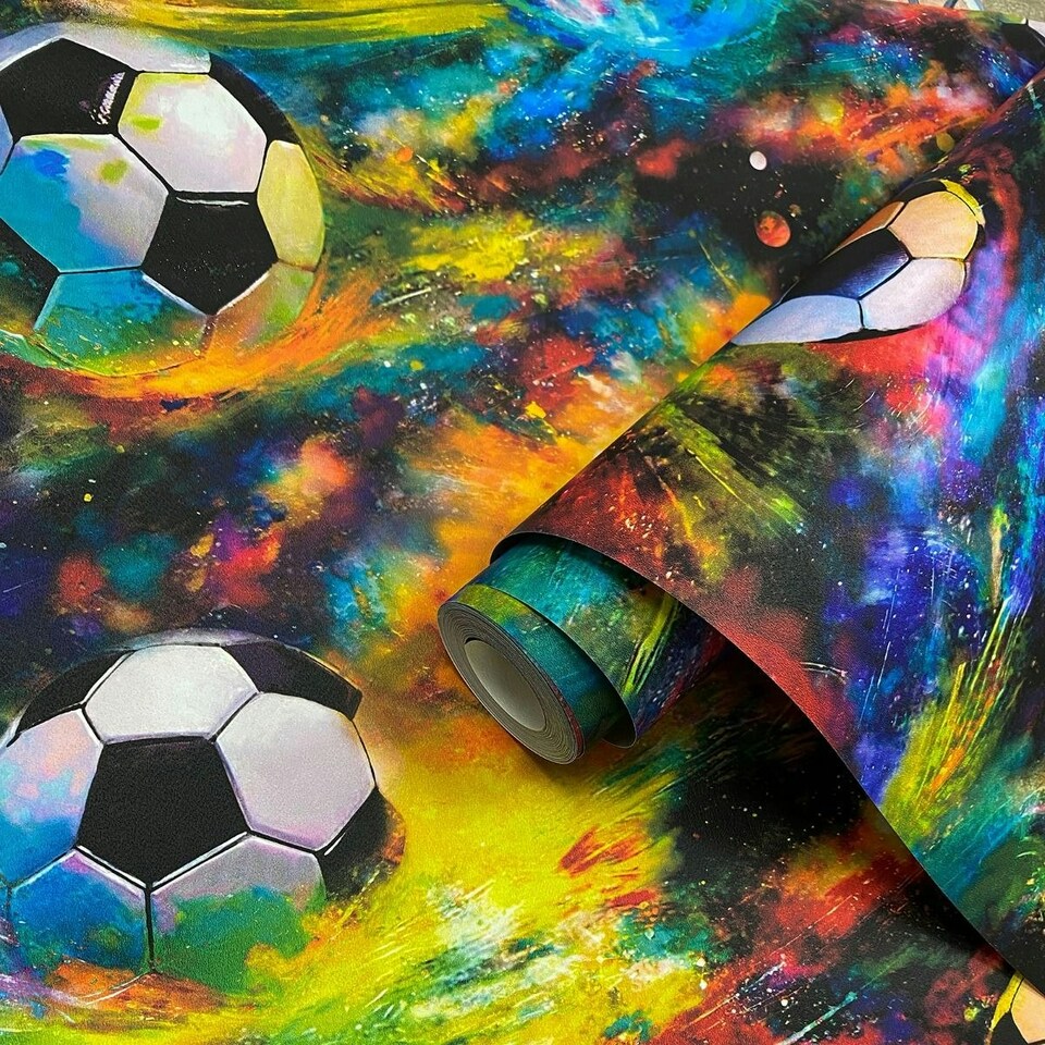 image 1 of Holden Décor Football Galaxy Wallpaper - Multicoloured - 10m x 53cm Multi