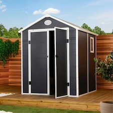 Charles Bentley Plastic Storage Garden Shed 6.3ft x 6.2ft Grey Med Roof Outdoor