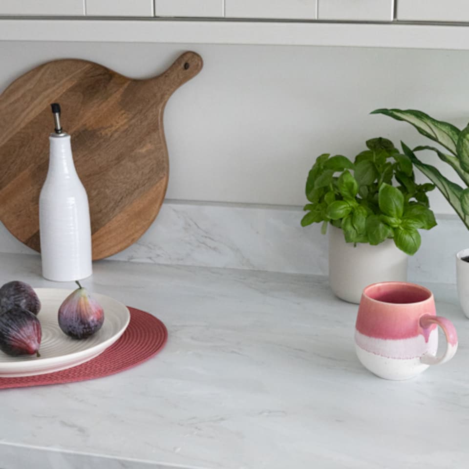 image 1 of Sticky Back Plastic Romeo Matt White Marble Effect Kitchen Self-adhesive Vinyl Wrap for Cupboards, Doors and Worktops 67.5cm x 2m (7 rolls) - d-c-fix