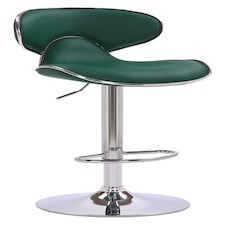 Carcaso Faux Leather Bar Stool, Adjustable Swivel, Chrome Base | Green