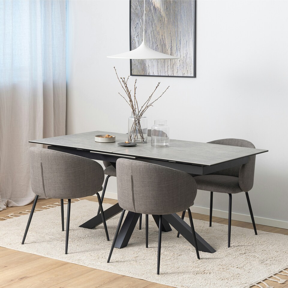 image 1 of Heaven Extendable Dining Table with Ceramic Grey Top 168cm