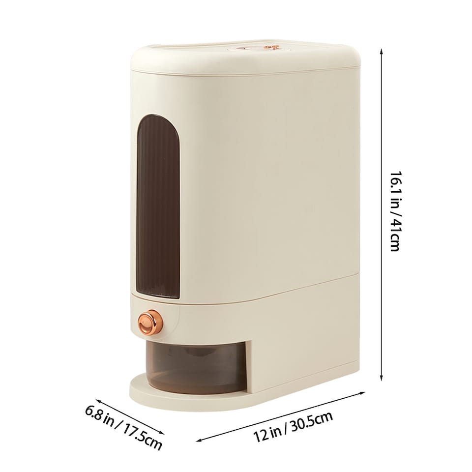image 1 of Living and Home 10kg Airtight Large Capacity Rice Dispenser with Easy-Access Spout | Cream