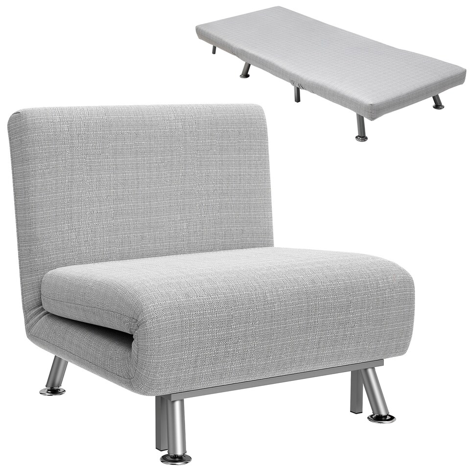 image 1 of HOMCOM Single Folding 5 Position Convertible Sleeper Chair Sofa Bed