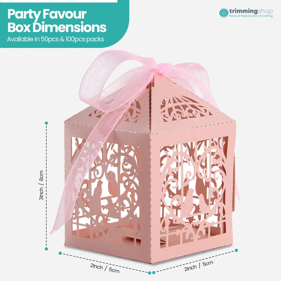 image 1 of Love Birds Wedding Favour Boxes with Organza Ribbon Gift Boxes - 50pcs